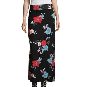 Ana black floral maxi skirt